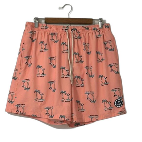 Life is Good Mens Large Jake Golf Palm Trees Swimwear Board Shorts Swim Trunks - Picture 1 of 10